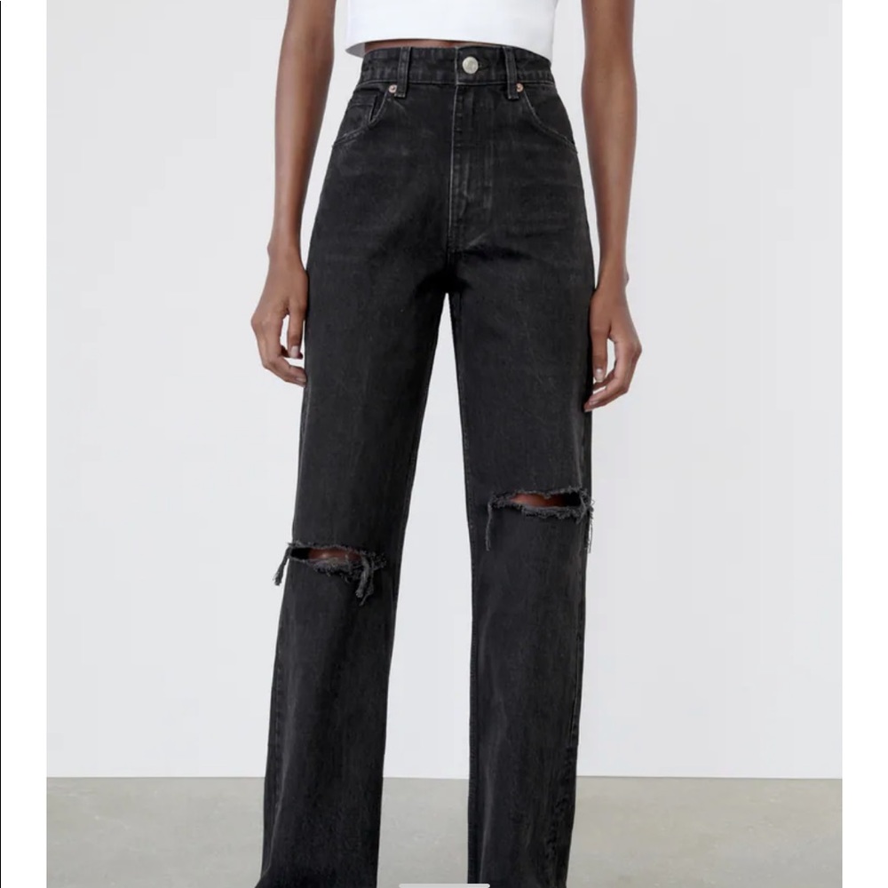 High Rise Wide Leg Zara Black Jeans